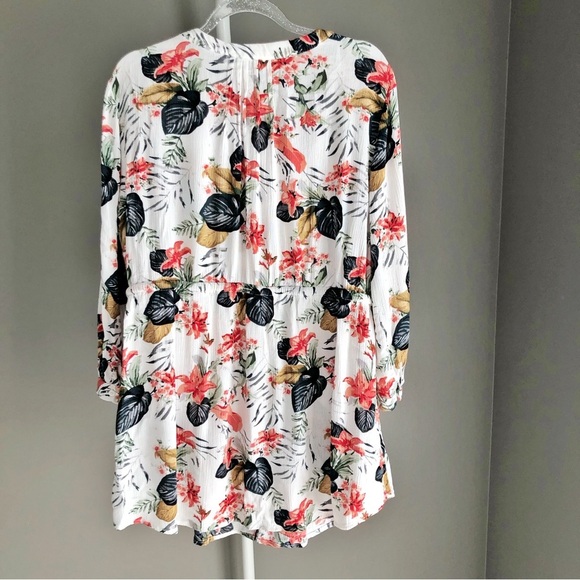 Hilary Radley Floral Tropical Pattern Boho Festival Button Down Shirt Blouse. - Picture 9 of 16